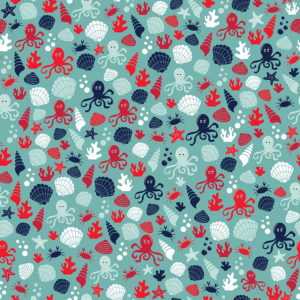 Deep Blue Sea C9034-Teal Shells