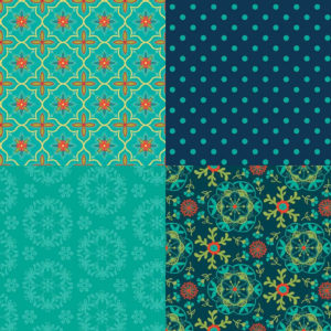 Wildflower Boutique FQP8836 - Teal Fat Quarter Panel