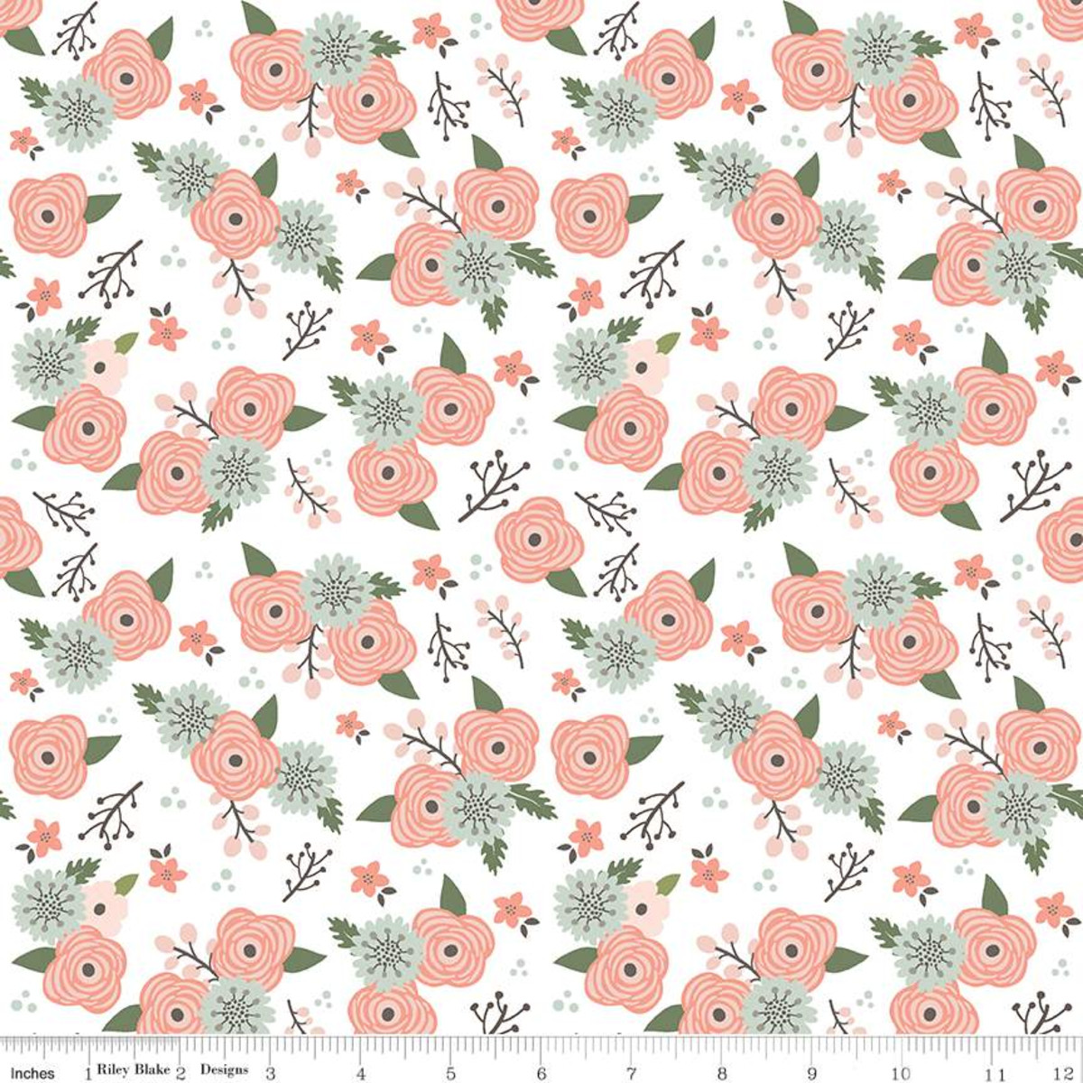 Heartfelt Main C13490 White - Riley Blake Designs - Floral Flowers -  Quilting Cotton Fabric