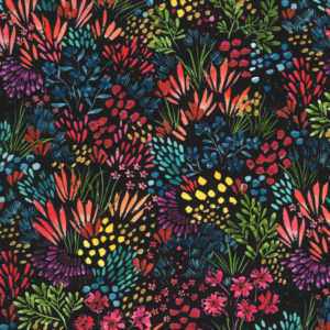 Moody Bloom 8444-12D Black Small Flowers