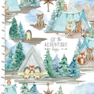 Forest Friends Blue 18677-WHT Scenic