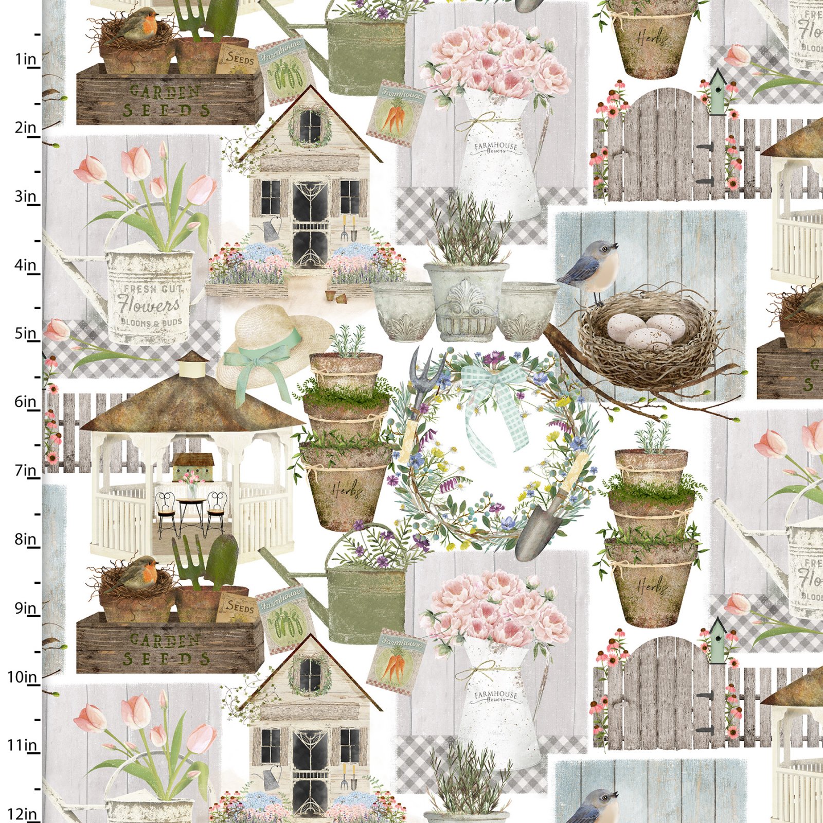 Patching Picture Spring Touch of Spring 18750-White Spring Patch - Quilting with Marianne