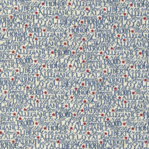 My Country 7042-13 Parchment Pacific Blue Words of Honor Text