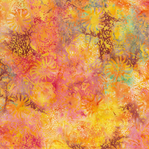 Flutter Batik 80720-59 Wild Orange Floral Burst REMNANT 14"