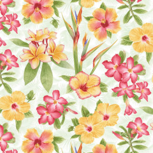 Pink Paradise 9863-84 Multi Tosses Tropical Flowers