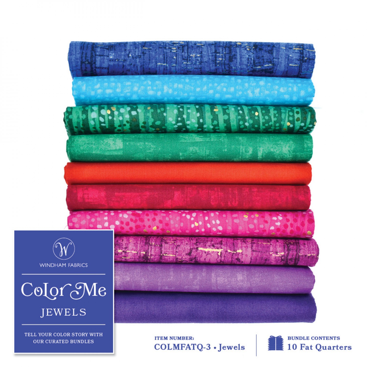 Color Me Jewels Fat Quarter Bundle - COLMFATQ-3 - Quilting with Marianne