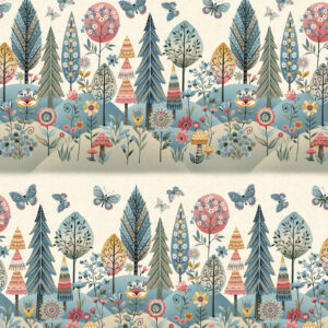 Norwegian Forest 3550-44 Cream Forest Border Stripe