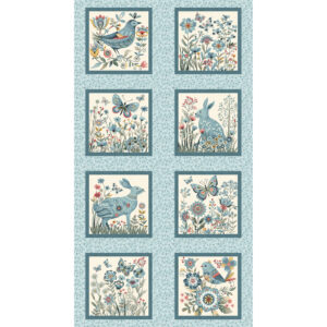 Norwegian Forest 3551B-17 Pale Blue Forest Blocks Panel